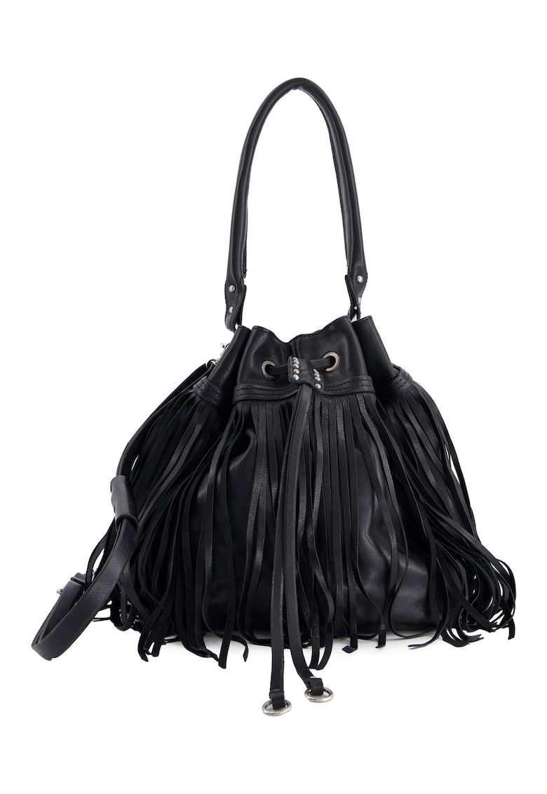 Geanta din piele cu franjuri