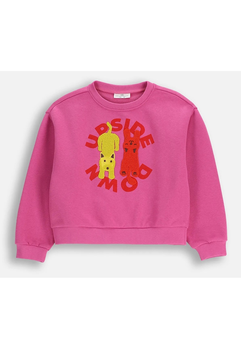 Bluza sport cu aplicatii decorative si decolteu la baza gatului