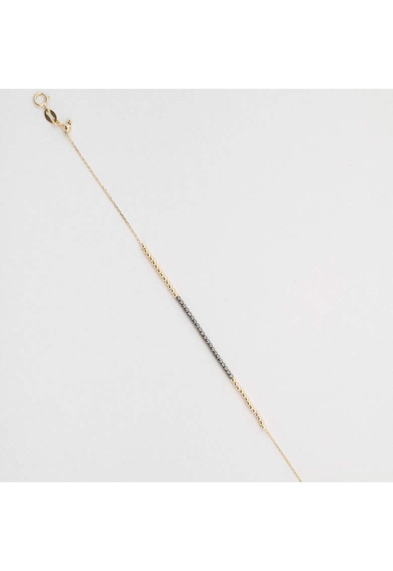 Bratara din Aur Galben de 18 k cu Bile Diamantate Negre Placate cu Ruteniu si Lant Diamantat - 1.44g