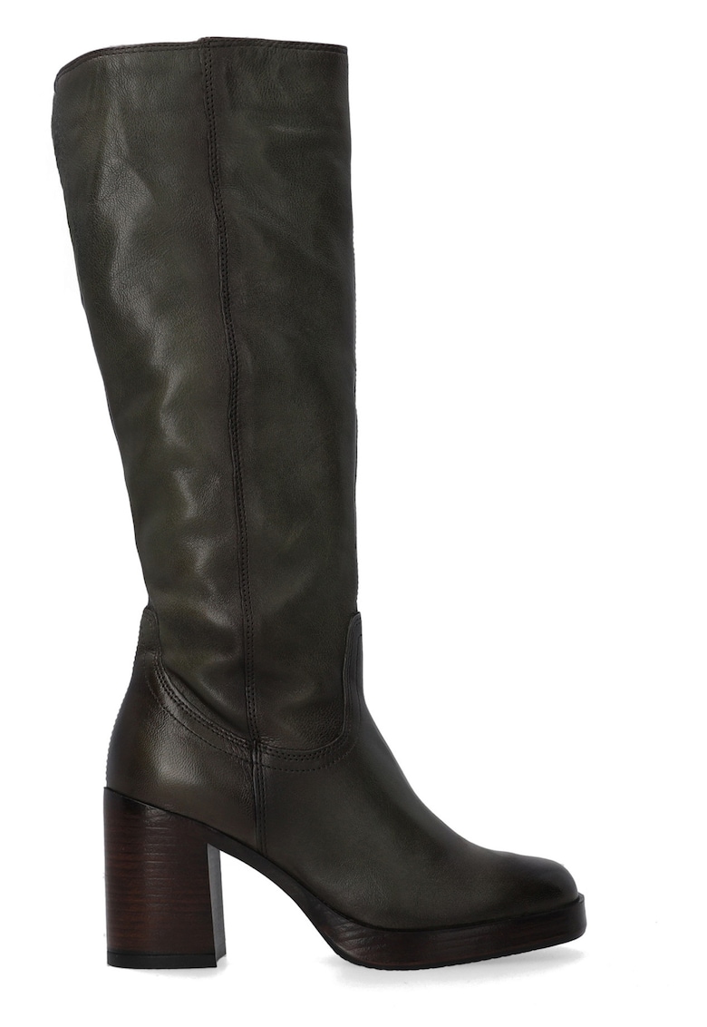 Cizme lungi din piele - cu varf patrat