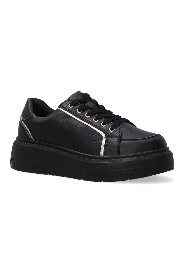 Pantofi sport din piele cu talpa wedge si accent metalizat
