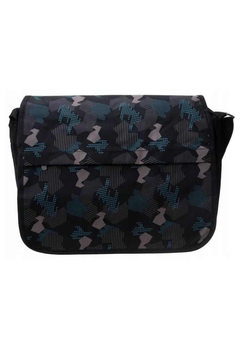 Geanta crossbody neagra - poliester - pentru laptop 14"" - cu 3 buzunare