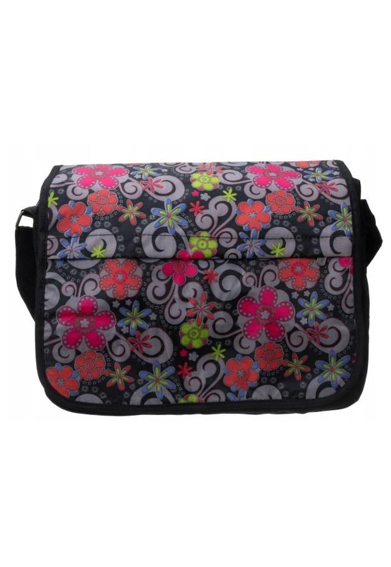 Geanta crossbody neagra - 14"" - cu 3 buzunare si curea reglabila