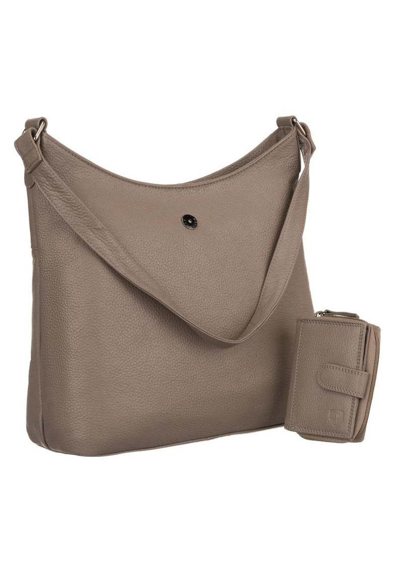 Geanta de umar din piele naturala - neagra - set cu portofel RFID