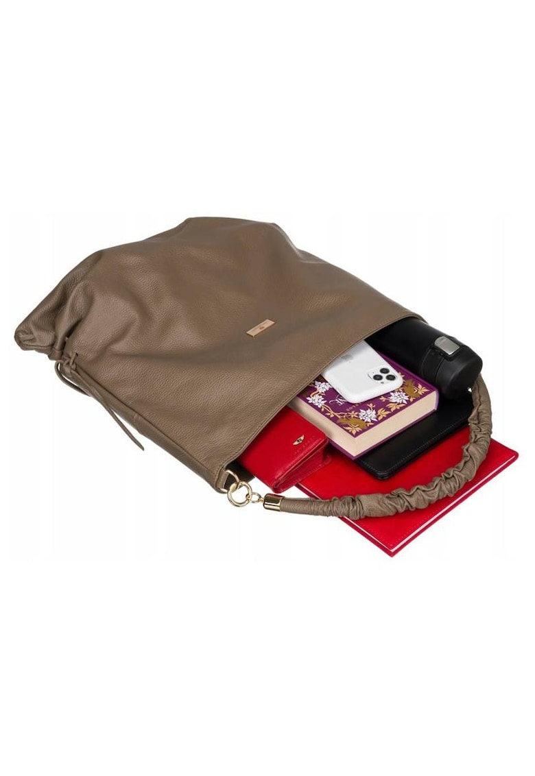 Geanta dama - model Tote - neagra - din piele naturala - cu 3 compartimente