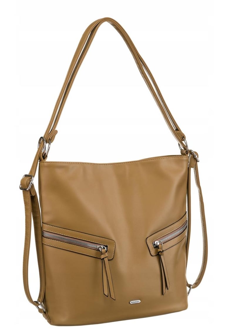 Geanta de dama Tote - bej - din piele ecologica - cu o singura compartimentare