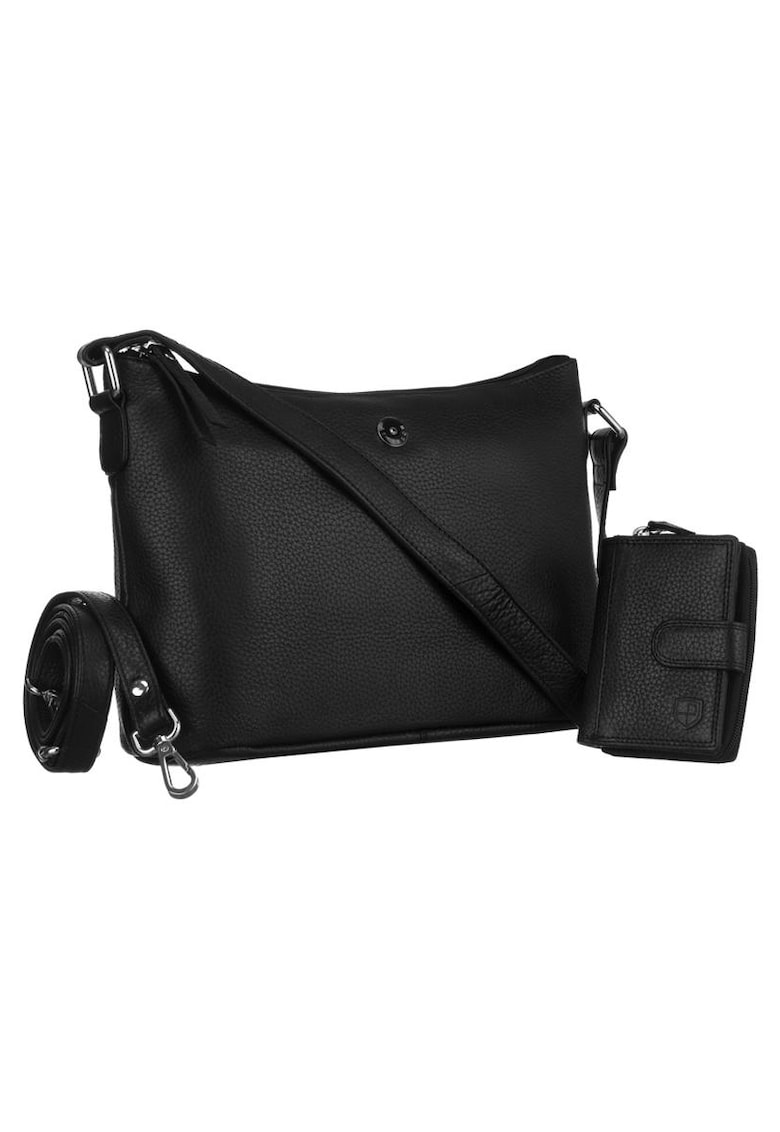 Geanta de umar din piele naturala - neagra - cu portofel inclus - dimensiuni 30x25x10cm