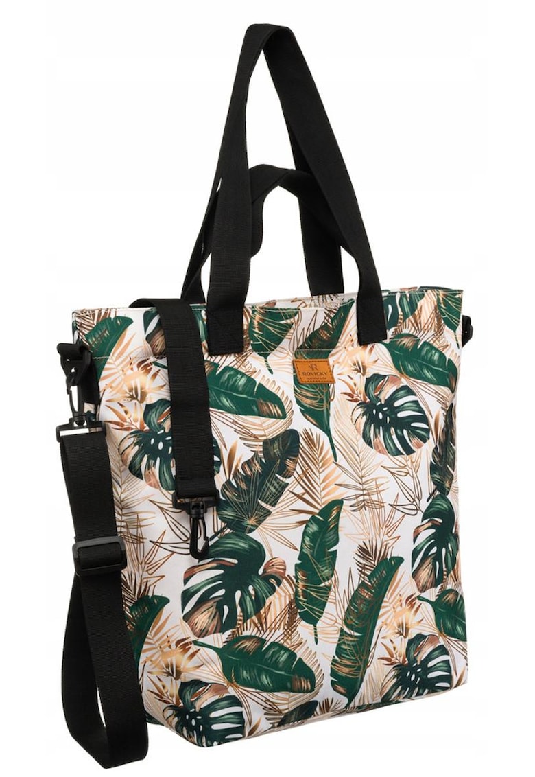 Geanta shopper multicolor - cu doua buzunare - cu manere si curea reglabila