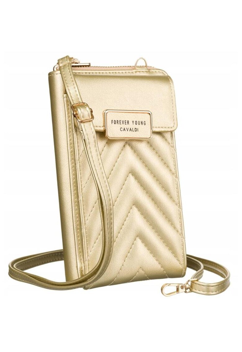 Etui auriu cu buzunar pentru telefon