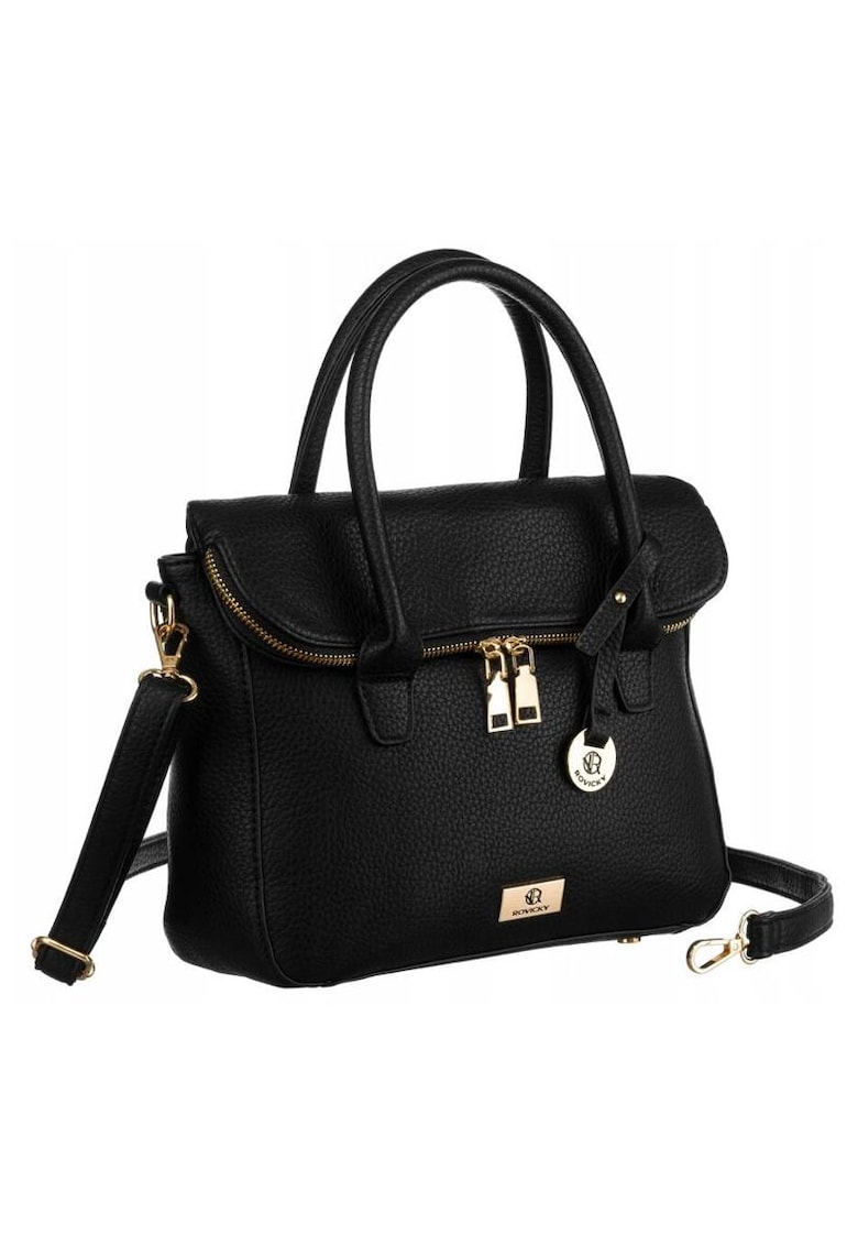 Geanta tote - neagra - 19.5x30x10cm - cu un compartiment si cinci buzunare suplimentare - cu doua manere si curea lunga detasabila.