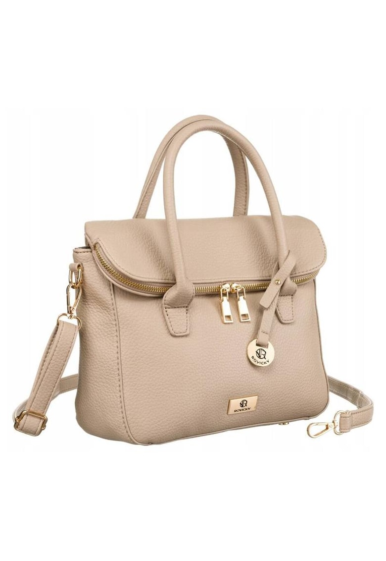 Geanta tote - bej - 19.5x30x10cm - cu un compartiment si cinci buzunare suplimentare - cu doua manere si curea lunga detasabila.