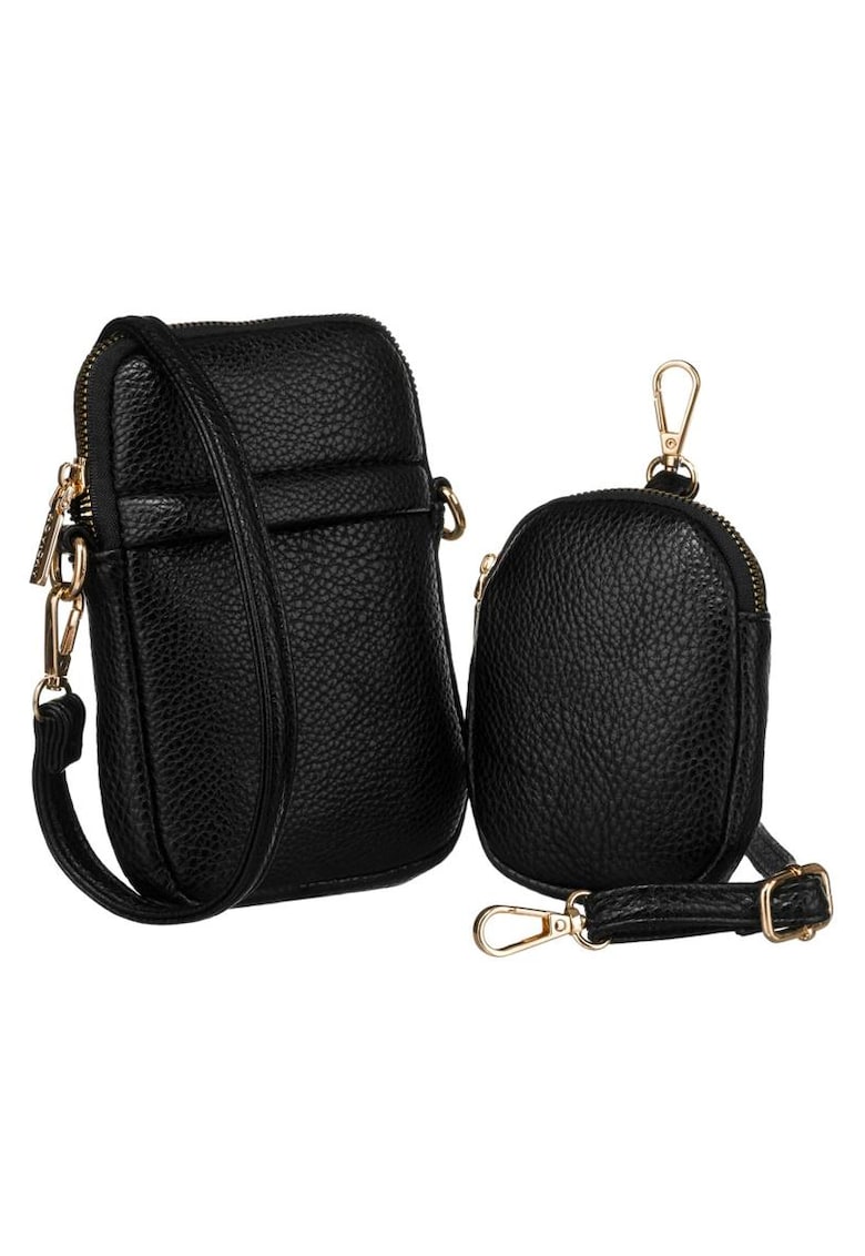 Geanta dama - etui - negru - cu 2 buzunare si 3 compartimente pentru carduri - dimensiuni mici.