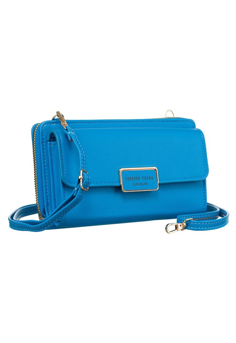 Geanta-portofel albastra din piele ecologica