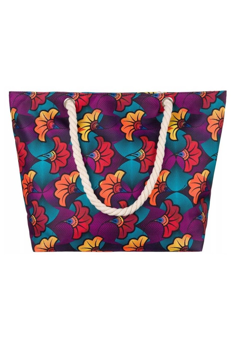 Geanta de umar dama - model Tote - multicolor - material floral - cu un compartiment mare.