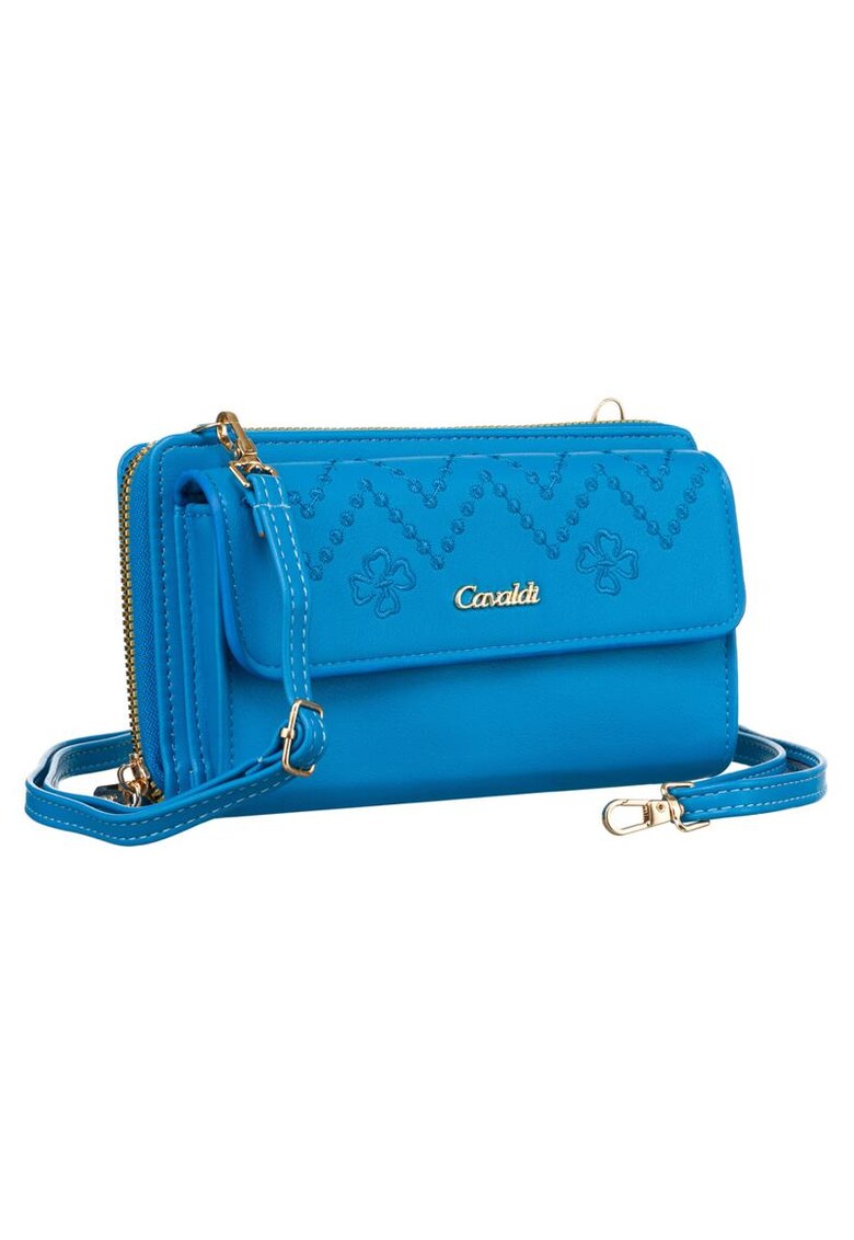 Etui din piele ecologica cu detalii brodate