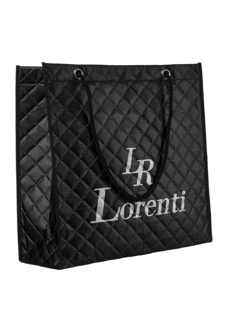 Geanta tote dama neagra - material sintetic - model pikat - cu logo