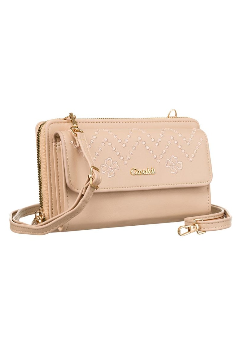 Etui din piele ecologica cu detalii brodate