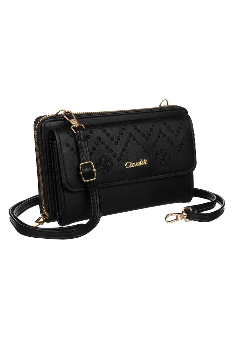 Etui din piele ecologica cu detalii brodate