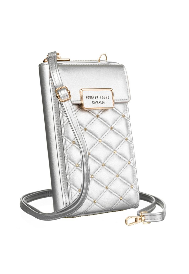 Etui cu aspect metalizat din piele ecologica