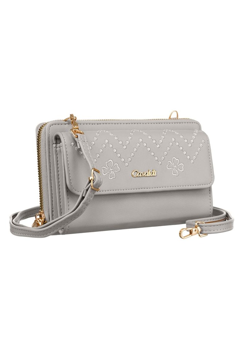 Etui din piele ecologica cu detalii brodate