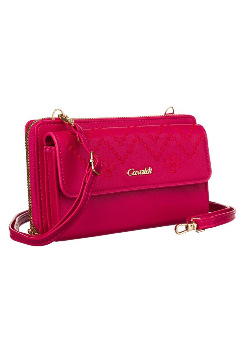 Etui din piele ecologica cu detalii brodate