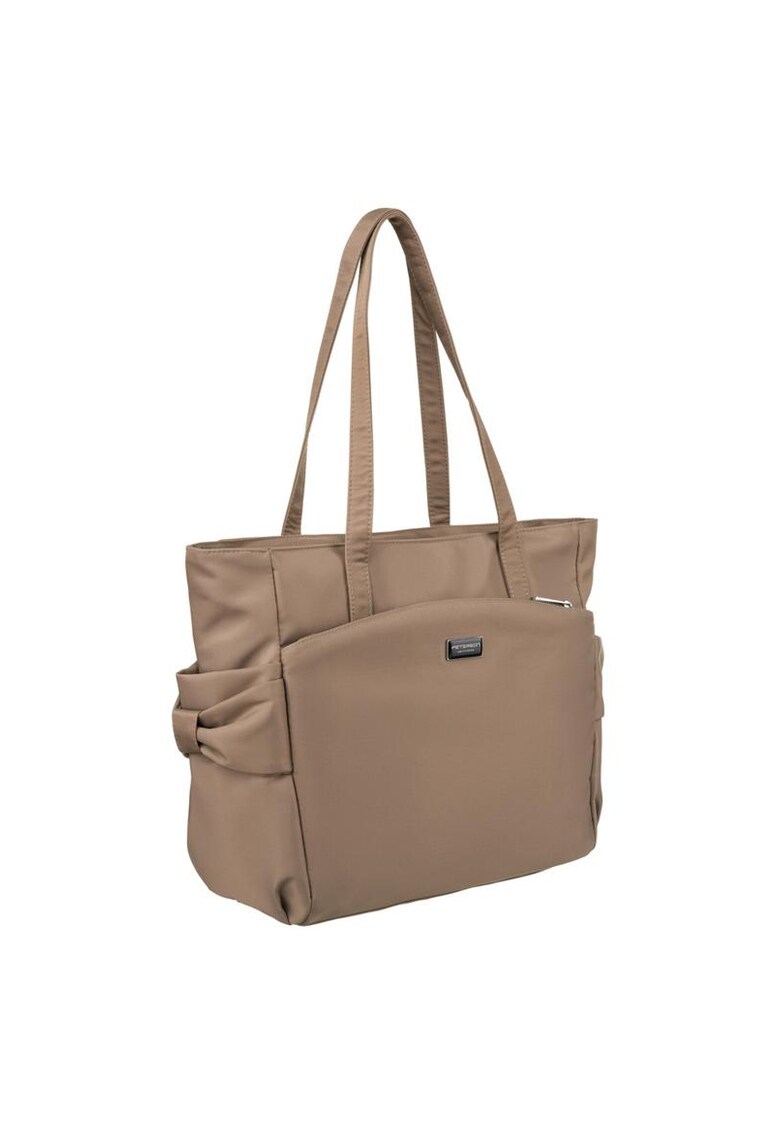 Geanta de dama model Tote - bej - 29x35x12cm - cu buzunare laterale.
