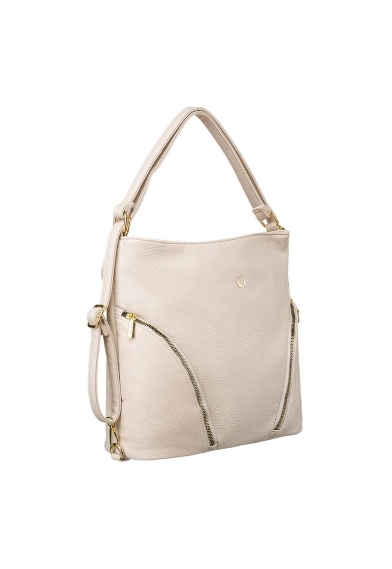 Geanta de dama mare cu buzunare - bej - model tote
