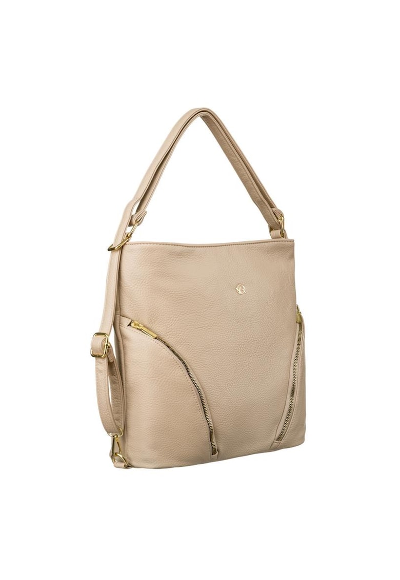 Geanta de dama model Tote - bej - cu buzunare si curea reglabila