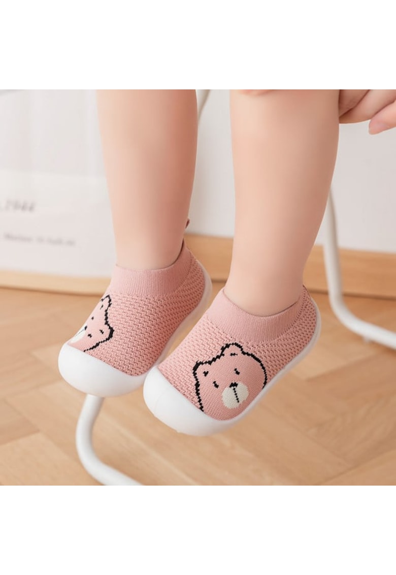 Botosei tip Mocasini Model AL 18610 Teddy - Fete - Talpa antiderapanta - Roz