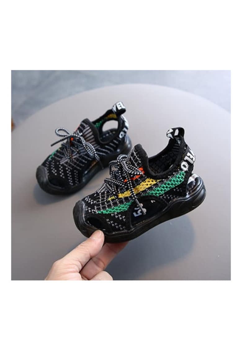 Pantofi sport decupati Model AL 19518 cu insertii colorate - Textil - Baieti - Negru -