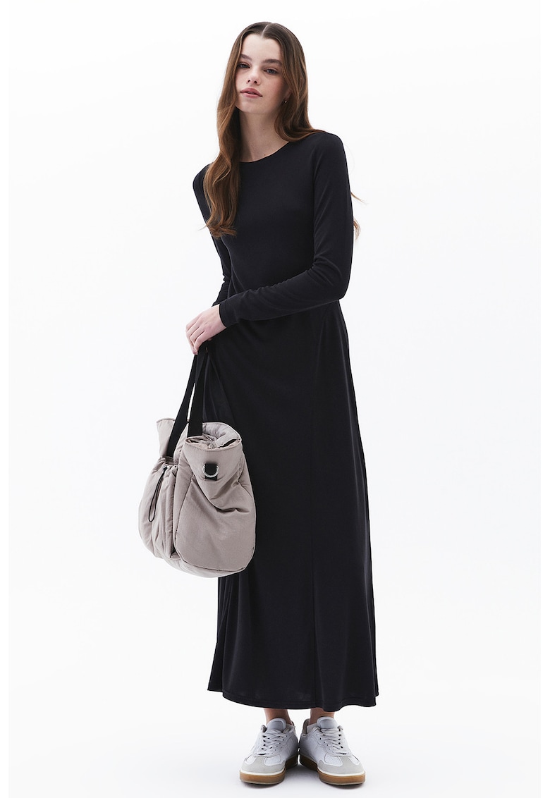 Rochie maxi din amestec de modal cu maneci lungi