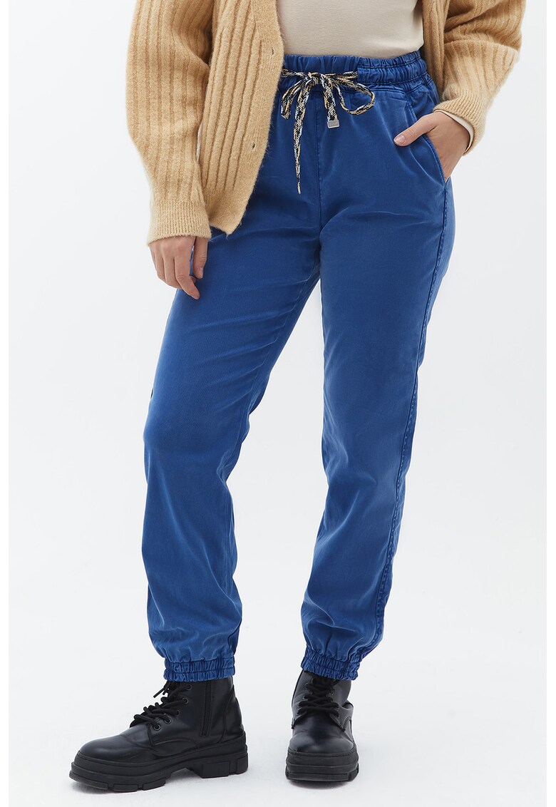 Pantaloni din amestec de lyocell cu snur - Albastru