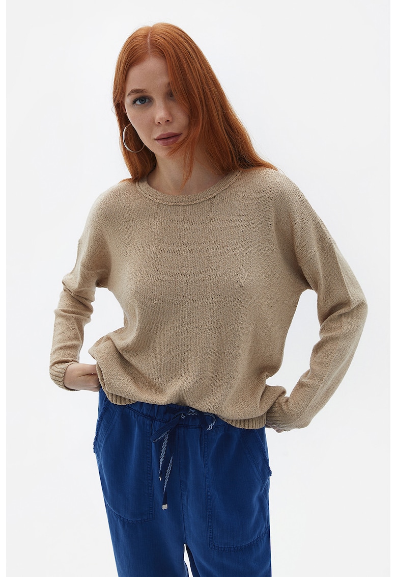 Pulover lejer cu maneci cazute - Bej