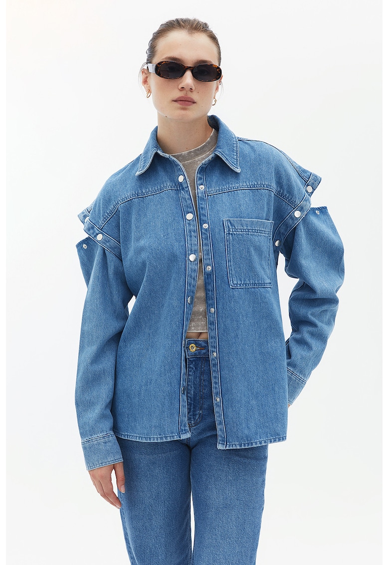 Jacheta din denim cu maneci detasabile
