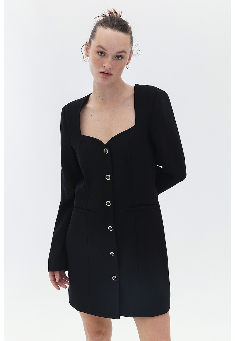 Rochie-sacou cu buzunare cu refilet