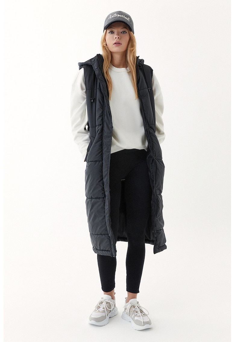 Vesta lunga cu gluga si buzunare