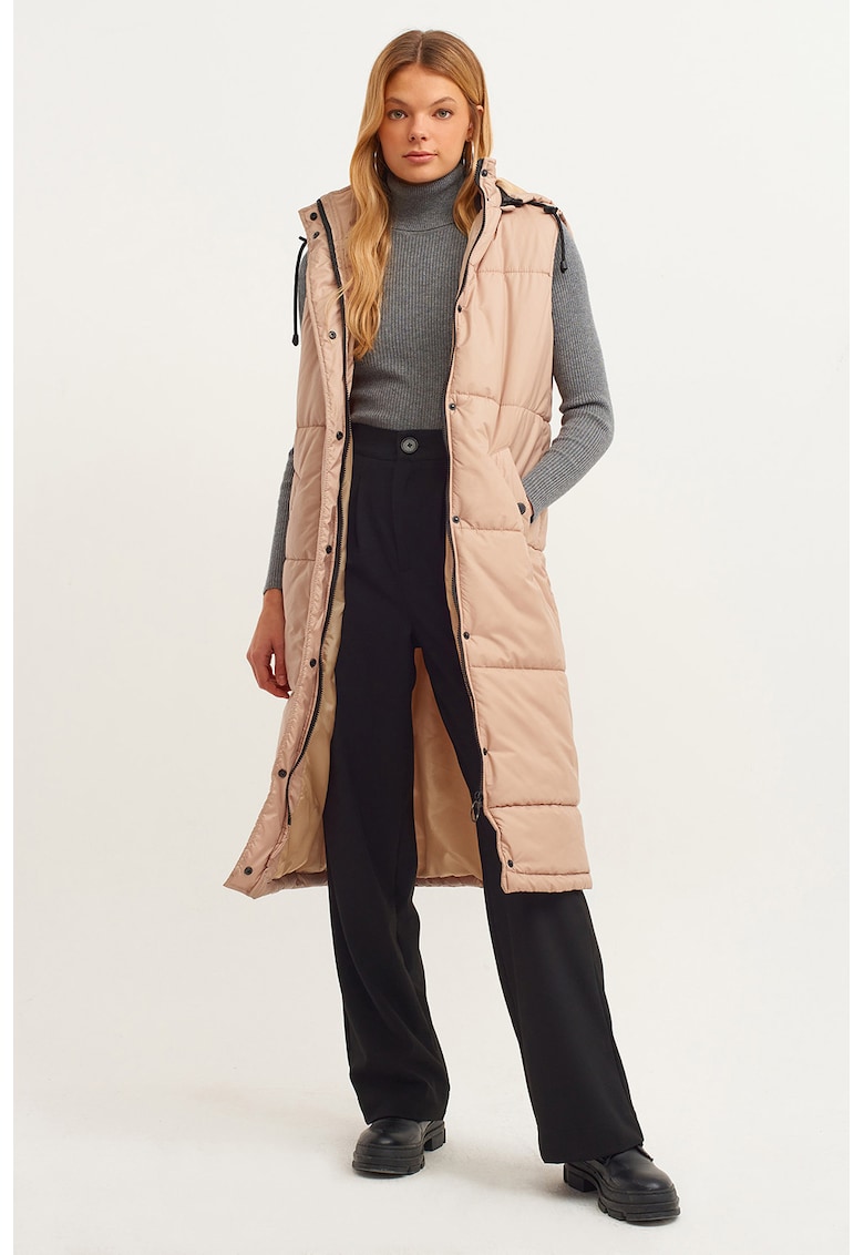 Vesta lunga cu gluga si buzunare