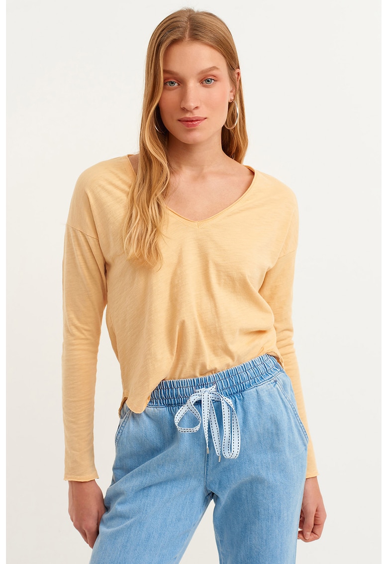 Bluza de bumbac cu terminatie rotunjita Flanewzun