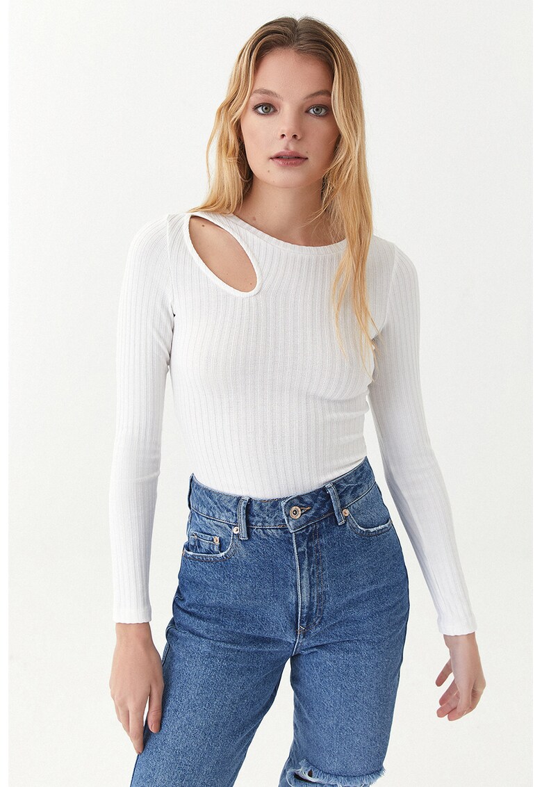Pulover cu decupaj - Alb