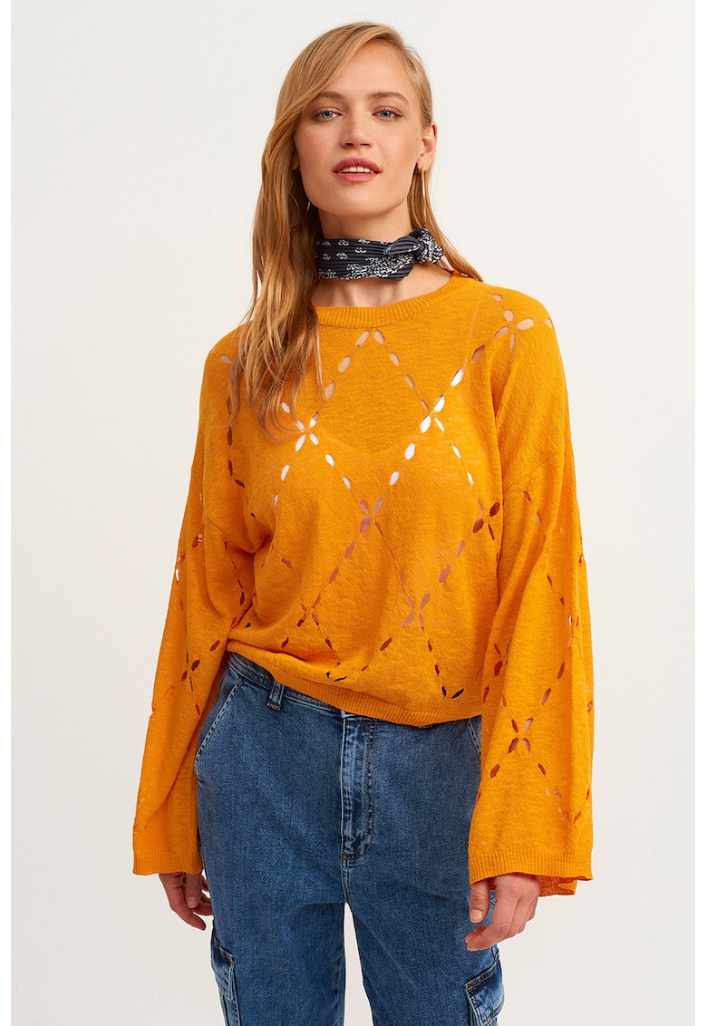 Pulover lejer din amestec de bumbac Paljiurbis - Portocaliu deschis