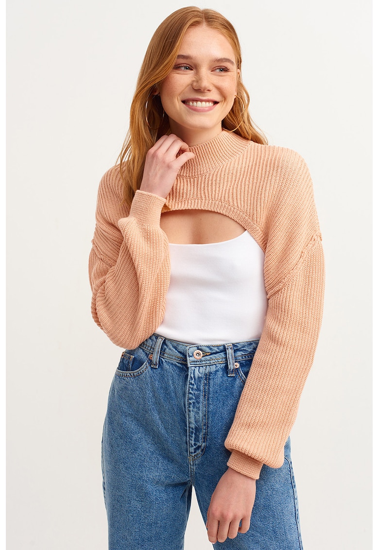 Pulover crop cu decolteu la baza gatului Parcutroll