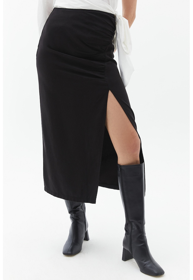 Fusta din lyocell cu slit lateral Temlongbuz Fusta din lyocell cu slit lateral Temlongbuz