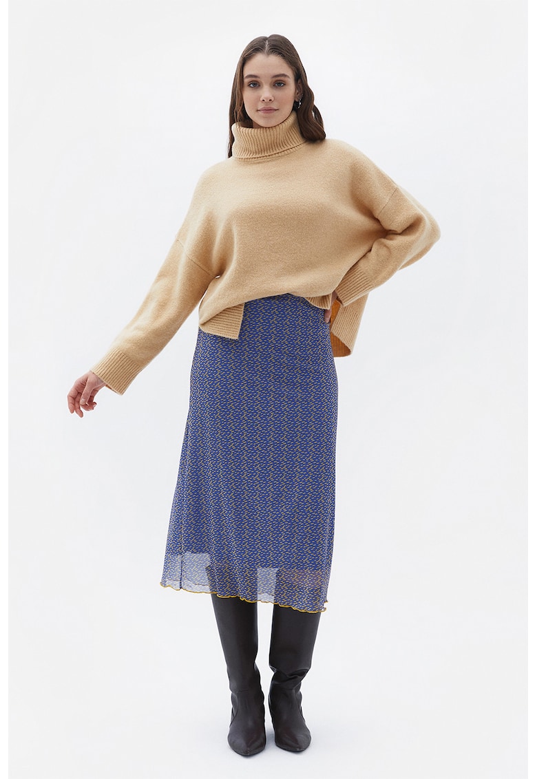 Fusta midi cu strat exterior din plasa