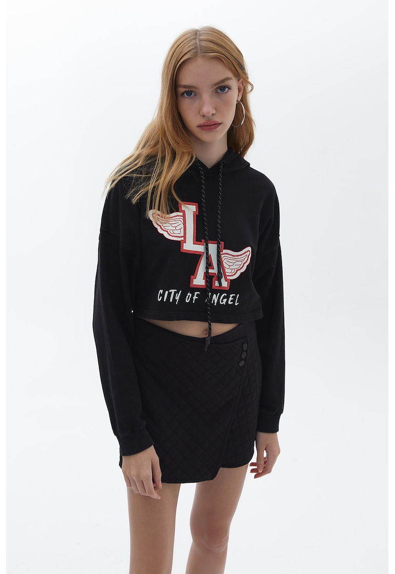 Hanorac crop Bosangel - Rosu/Alb/Negru