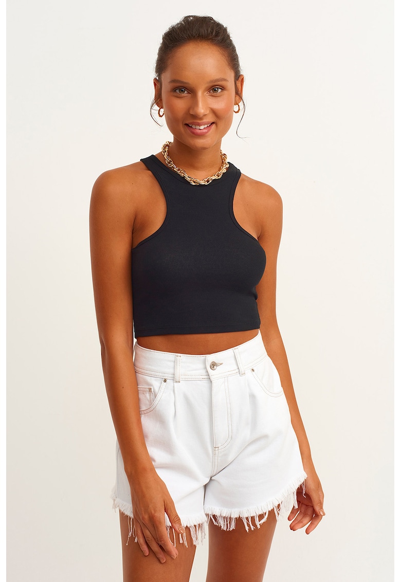 Oxxo Top crop cu model uni - Negru