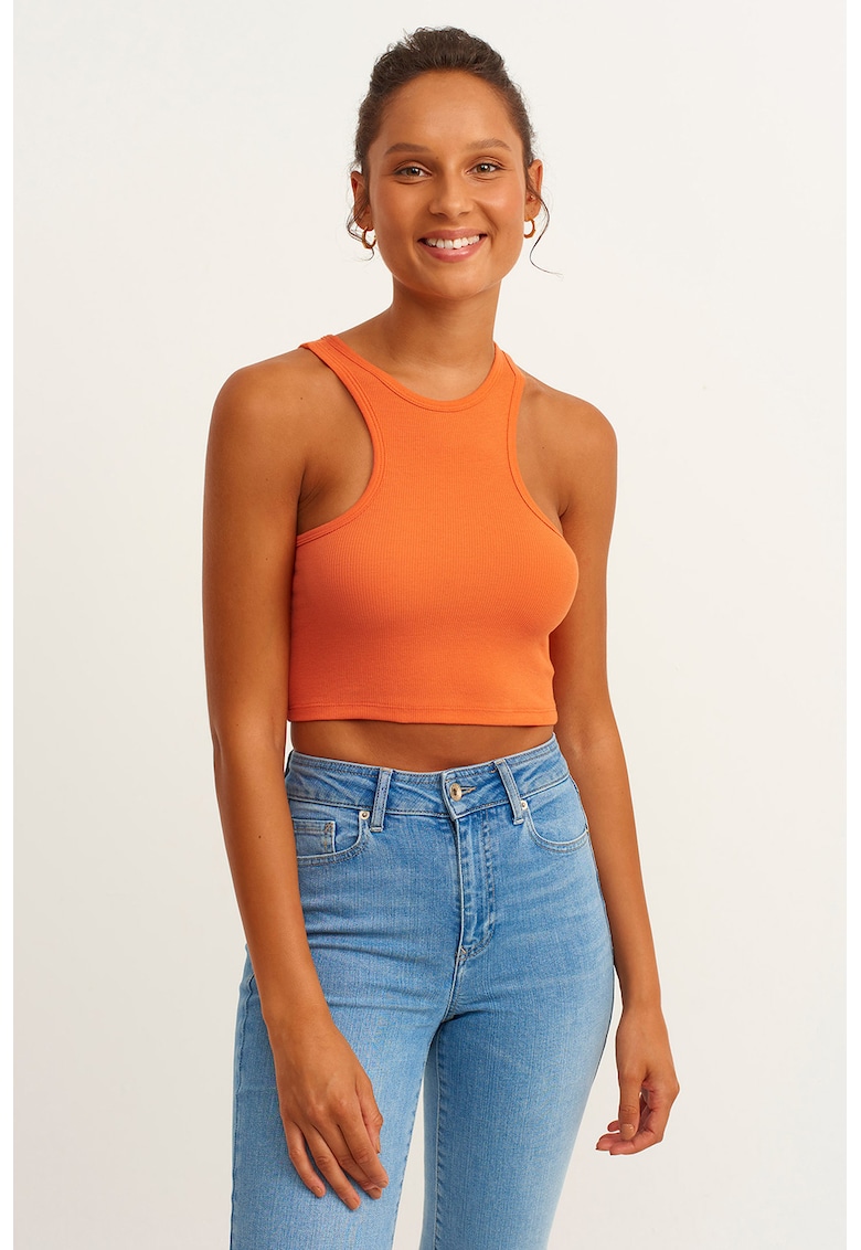 Oxxo Top crop cu model uni - Portocaliu persan