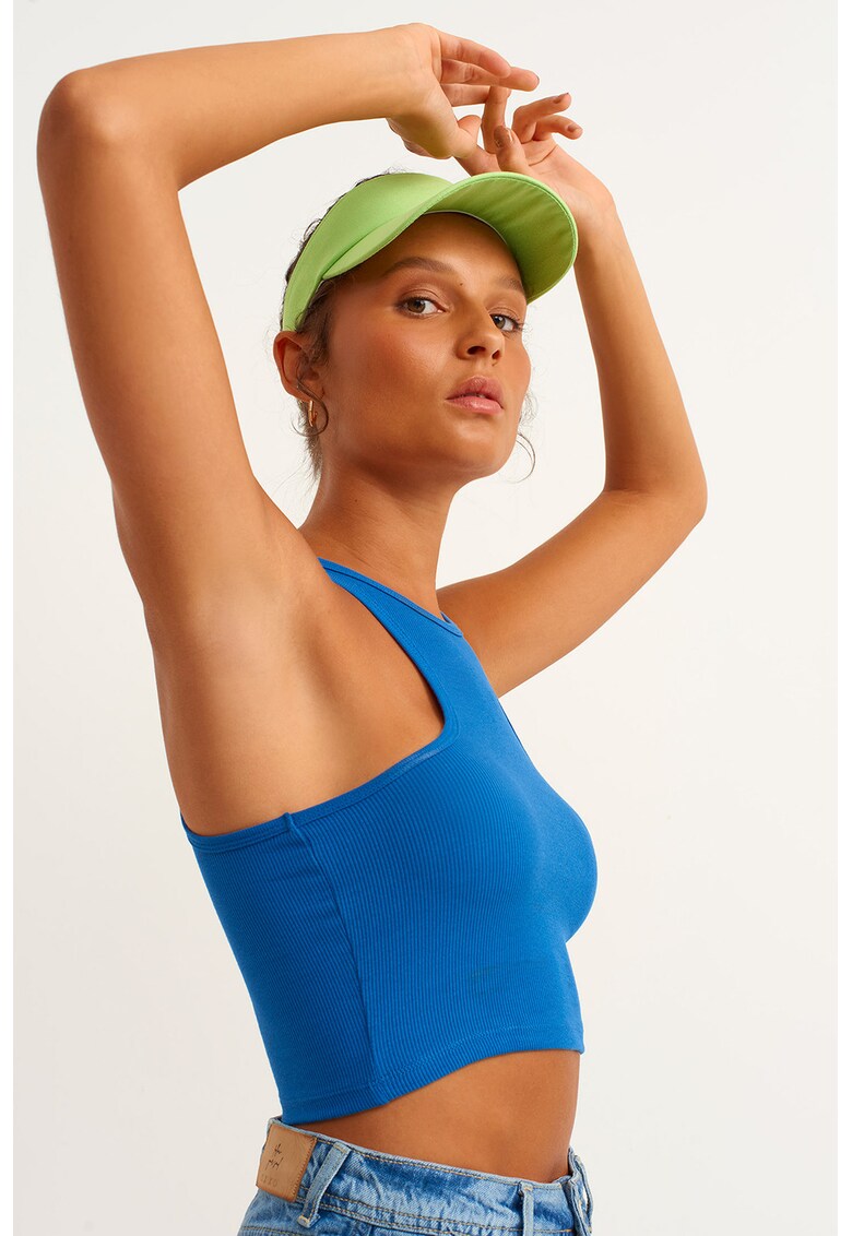 Top crop cu model uni - Albastru royal