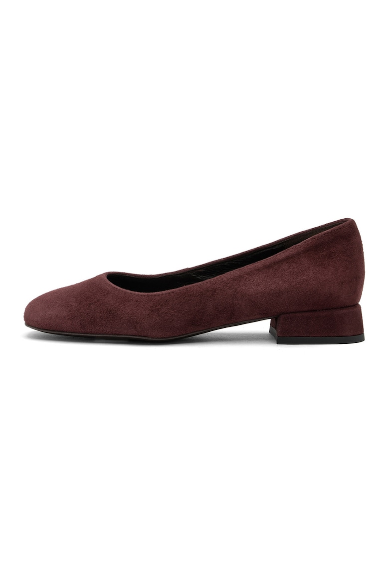 Pantofi de piele intoarsa cu toc patrat Marla - Visiniu