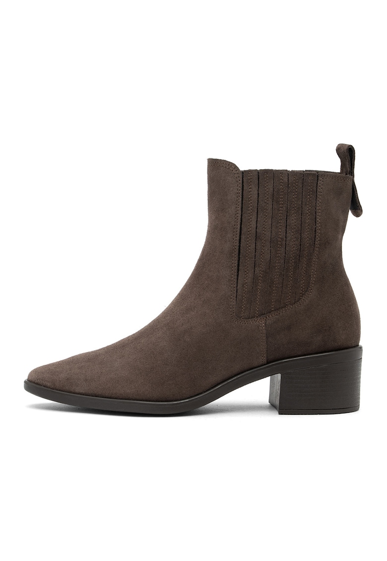 Ghete cu fermoar si toc masiv - Maro inchis