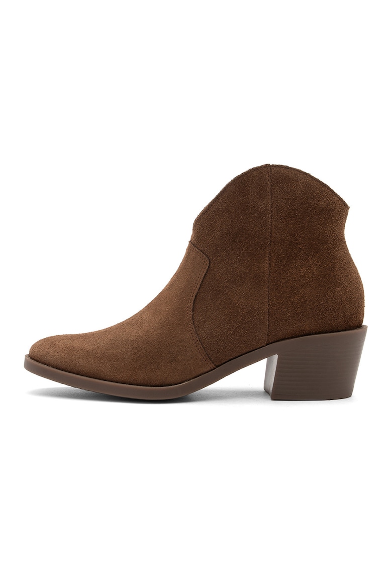 Botine de piele intoarsa cu toc cubanez